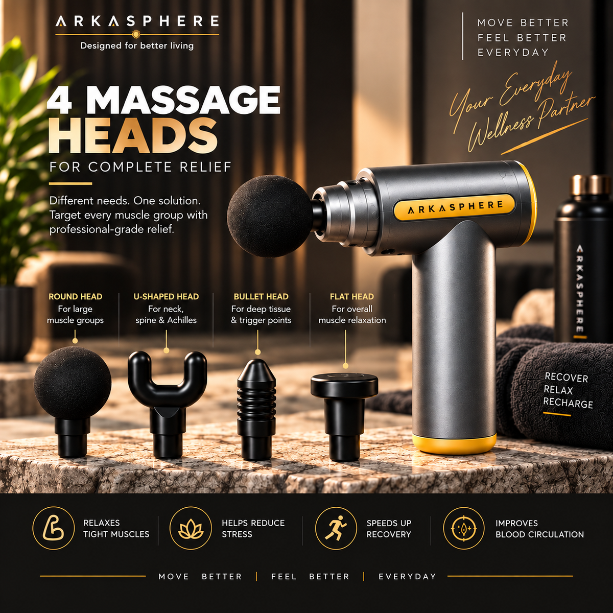ARKASPHERE™ - 4-in-1 Deep Tissue Massage Gun