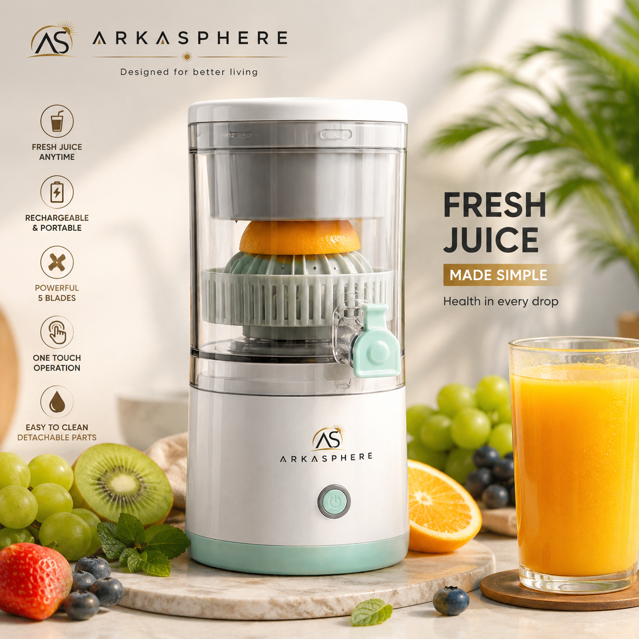 ARKASPHERE™ - Portable Rechargeable Juicer