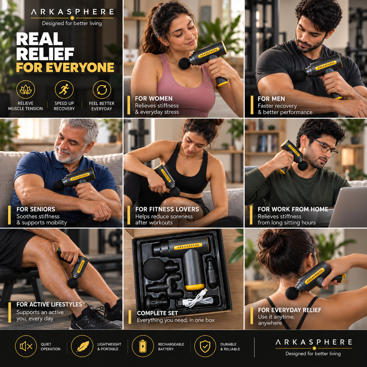 ARKASPHERE™ - 4-in-1 Deep Tissue Massage Gun